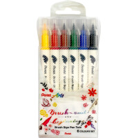 PentelArts BrushSignPen Pinselstift Twin, 6er Set