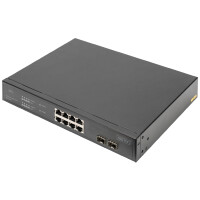 DIGITUS Gigabit Ethernet PoE Switch, 8-Ports + 2xSFP Uplink