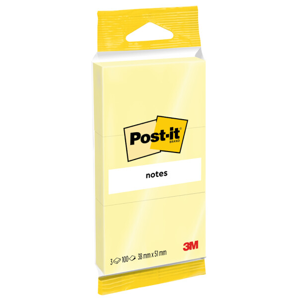 Post-it Haftnotizen notes, 76 x 76 mm, gelb, Blister