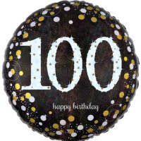 AMSCAN Folienballon Happy Birthday 100 Sparkling 43cm D.