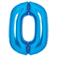 Folienballon Zahl blau 0 63x85cm