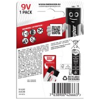 ENERGIZER Batterie Alkali-Mangan MAx 9V, 6LR61 E-Block, 1...