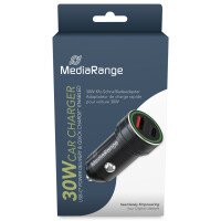 MEDIARANGE Ladegerät KFZ, USB-A USB-C, schwarz MRMA120