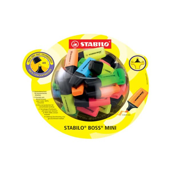 STABILO Textmarker BOSS MINI Bonbonglas, 50 Teile sortiert