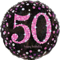 AMSCAN Folienballon Happy Birthday 50 pink Sparkling 43cm D.