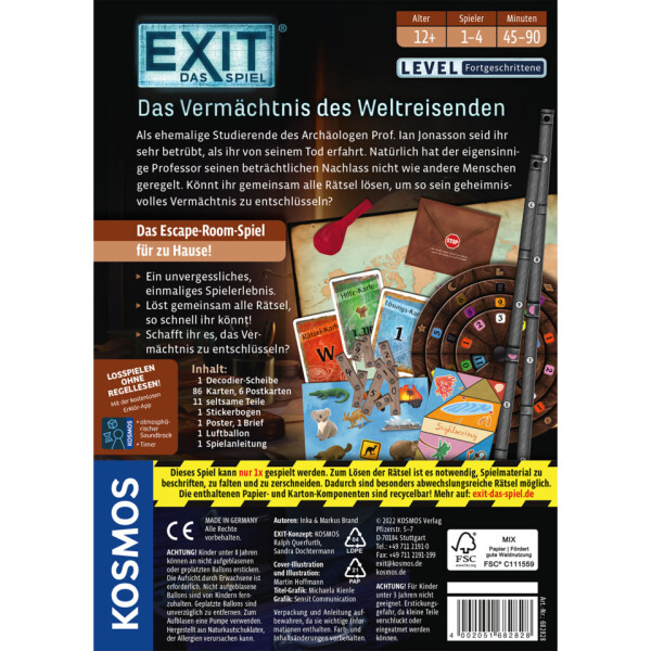 KOSMOS Spiel EXIT, Das Verm&auml;chtnis des Weltreisenden 682828