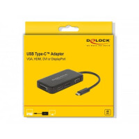 DELOCK Adapter USB Type-C Stecker > VGA HDMI DVI DisplayPort Buchse schwarz