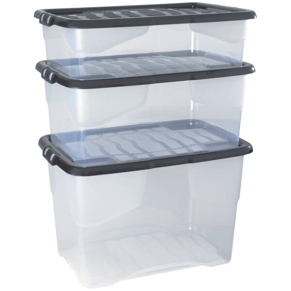 STRATA Ablagebox XW203, 30l, transparent schwarz 2002010110
