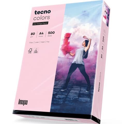 TECNO Kopierpapier Colors, A4, 80g m², 500 Blatt, hellrosa