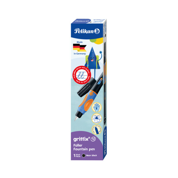 PELIKAN griffix Füllhalter Stufe 4, Feder A, Neon Black, Faltschachtel