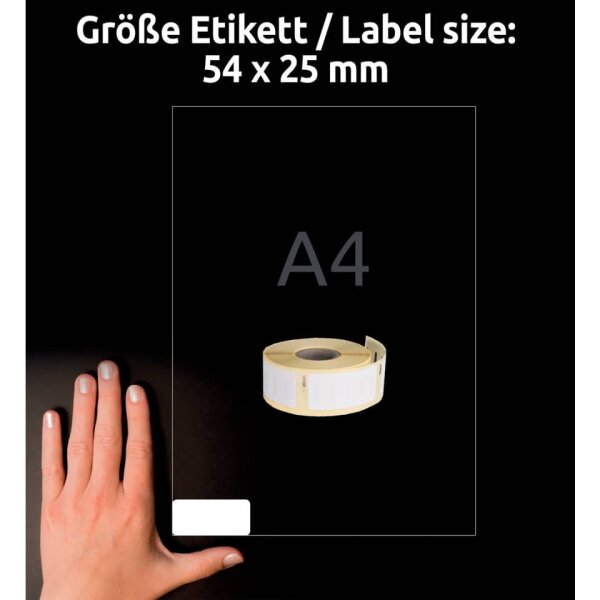AVERY ZWECKFORM Rollen-Etiketten, 25x54mm, 500 St&uuml;ck, wei&szlig; AS0722520