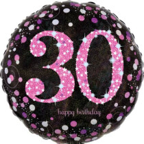 AMSCAN Folienballon Happy Birthday 30 pink Sparkling 43cm D.
