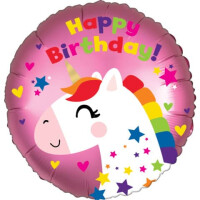 AMSCAN Folienballon Happy Birthday Einhorn