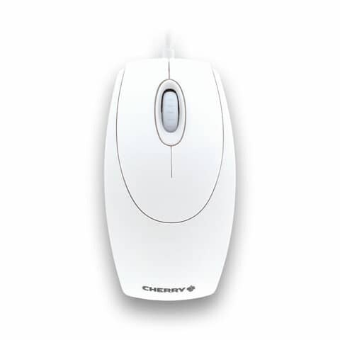 CHERRY Maus, WheelMouse, Rechts- Linkshänder, 3 Tasten, kabelgebunden, PS 2-USB, weiß grau