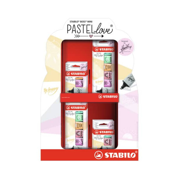 STABILO Textmarker BOSS MINI Pastellove Edition 2.0 Display, 16 Teile sortiert