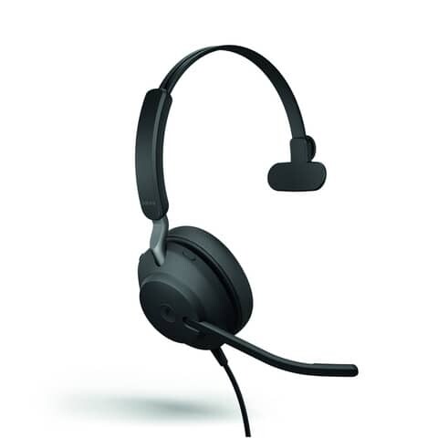 JABRA Headset Evolve2 40 MS Mono, On-Ear, kabelgebunden, USB-C, schwarz