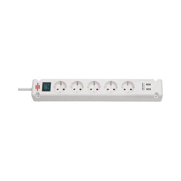 brennenstuhl Steckdosenleisten mit Schalter Bremounta 5-fach+USB weiß