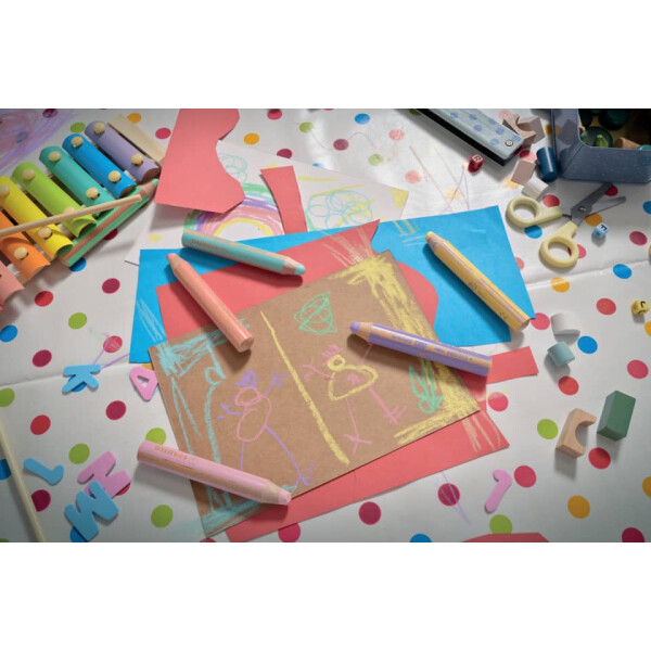 STABILO Multitalent-Stift woody 3 in 1 Etui, 10 mm, sortiert, Kartonetui mit 6 Stiften und 1 kindersicheren Spitzer 8806-3