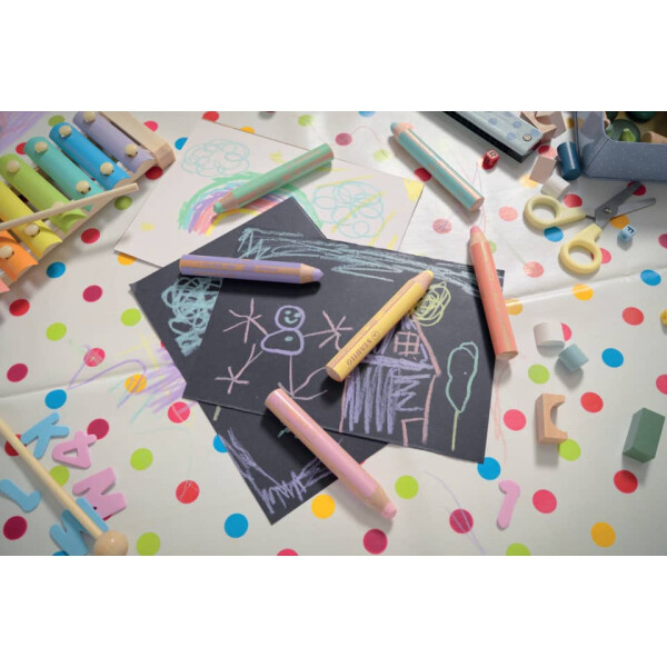 STABILO Multitalent-Stift woody 3 in 1 Etui, 10 mm, sortiert, Kartonetui mit 6 Stiften und 1 kindersicheren Spitzer 8806-3