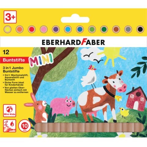 EBERHARD FABER Farbstiftetui rund sortiert 12er Etui Mini Kids 3in1