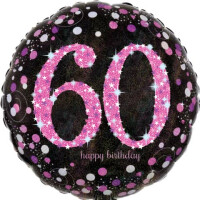 AMSCAN Folienballon Happy Birthday 60 pink Sparkling 43cm D.