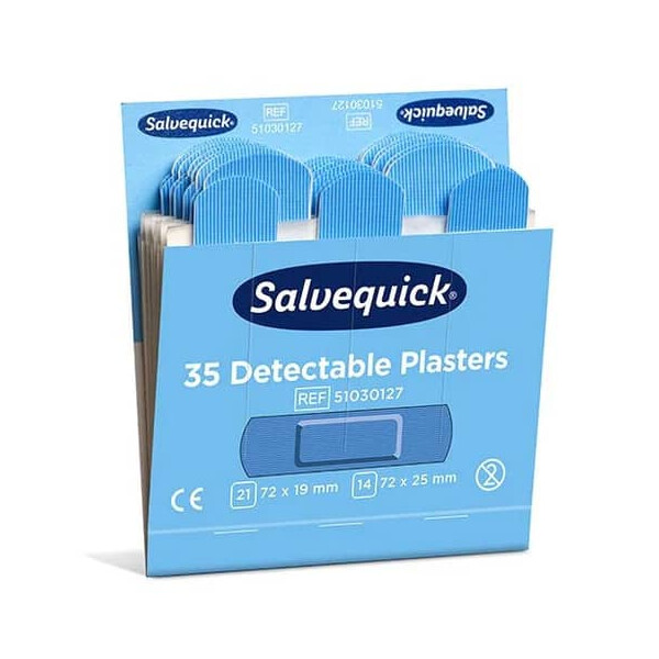 Salvequick Pflaster-Strips 6x35St blau SALVEQUICK wasserabweisend