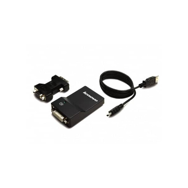 Lenovo Monitoradapter,USB-3.0 zu DVI VGA,20cm,schwarz