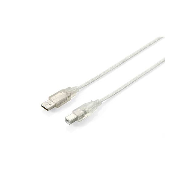equip USB 2.0 Cable Type A Male to Type B Male 1.8m transparent silver