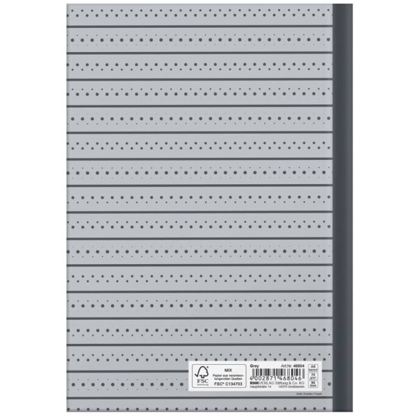 RNK Notizbuch "Grey", A5, 96 Blatt, kariert 46804