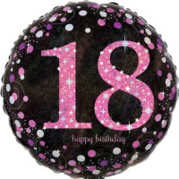 AMSCAN Folienballon Happy Birthday 18 pink Sparkling 43cm D.