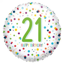 AMSCAN Folienballon Happy Birthday 21 Konfetti