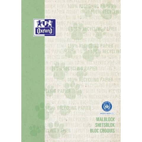 Oxford Collegeblock Recycling, A4, 100 Blatt, blanko, dunkelgrün