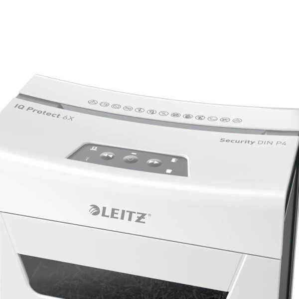LEITZ Aktenvernichter IQ Protect Premium 6X, Partikelschnitt 4x40mm, 6 Blatt, wei&szlig; 8090-00-00