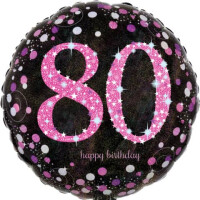 AMSCAN Folienballon Happy Birthday 80 pink Sparkling 43cm D.