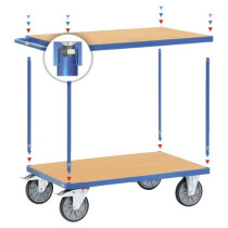 fetra Tischwagen bis 600 kg, mit 2 Böden aus Holz 1000 x 600 mm