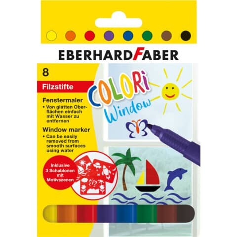 EBERHARD FABER Windowmarker Colori 1-2 mm Kartonetui mit 8 Farben Kartonetui mit 8 Farben