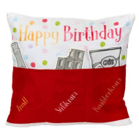 HERGO Kissen mit Taschen Happy Birthday rot 43x43cm
