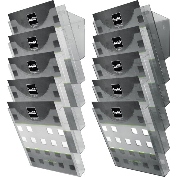 helit 5er Wand-Prospekthalter "the grid wall", DIN A4 hoch