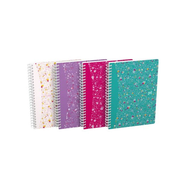 Oxford Spiralnotizbuch A5 60BL ForMe Floral kariert sortiert