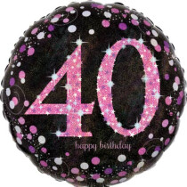 AMSCAN Folienballon Happy Birthday 40 pink Sparkling 43cm D