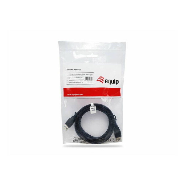 EQUIP USB-Kabel 3.0, Type-A to A, 3m, M F, 5Gbps, schwarz 128399