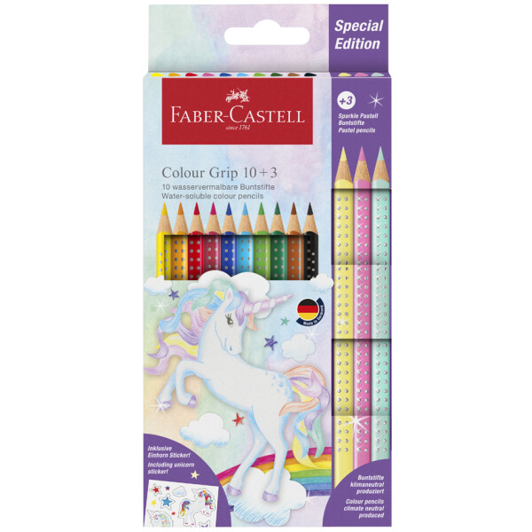 FABER-CASTELL Dreikant-Buntstifte Colour GRIP Einhorn, 18+6