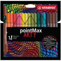 STABILO Fineliner pointMax Etui, Kartonetui mit 18 Stiften