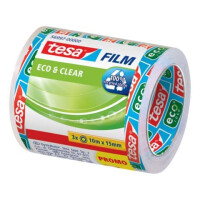 TESA Klebefilm Eco & Clear transparent 3 Rollen Sparpack 15mmx10m