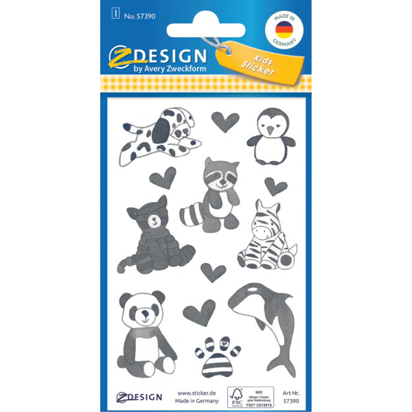 AVERY Zweckform ZDesign KIDS Papier-Sticker, schwarz weiß