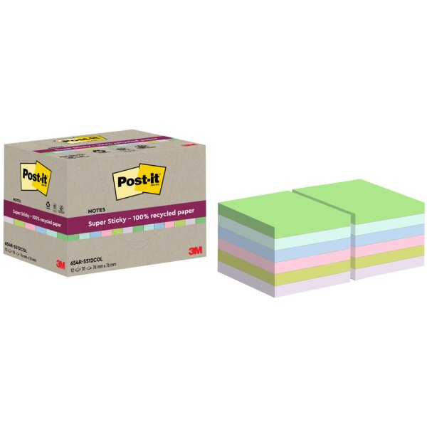 Post-it Haftnotizen super sticky Recycling notes, farbig