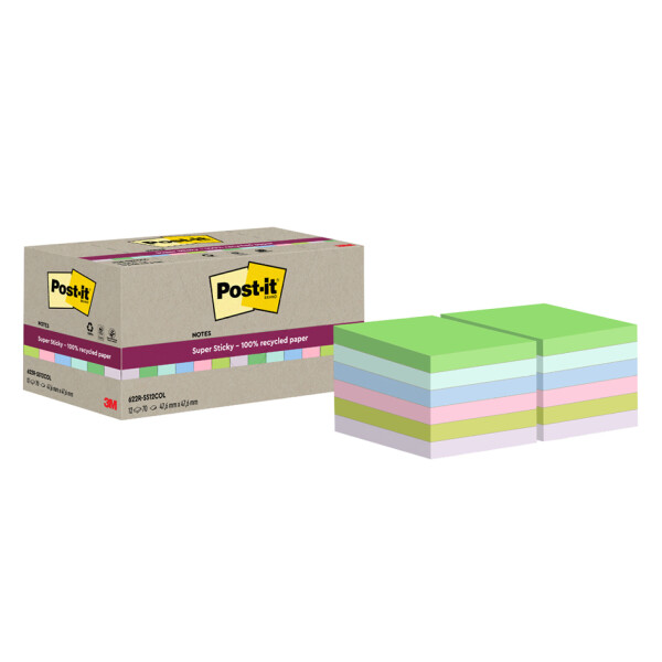 Post-it Haftnotizen super sticky Recycling notes, farbig