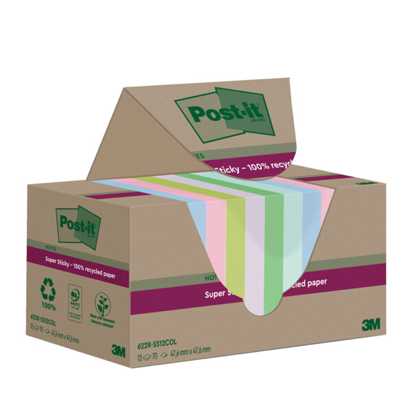 Post-it Haftnotizen super sticky Recycling notes, farbig