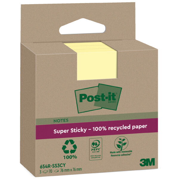 Post-it Haftnotizen super sticky Recycling notes, gelb