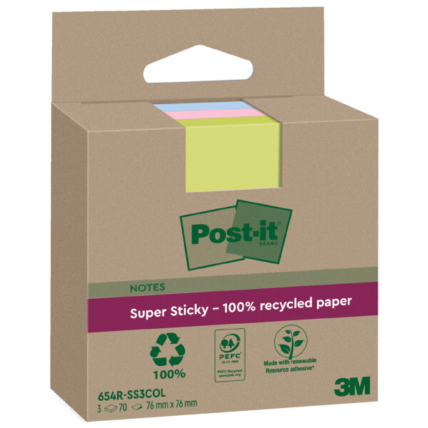 Post-it Haftnotizen super sticky Recycling notes, farbig